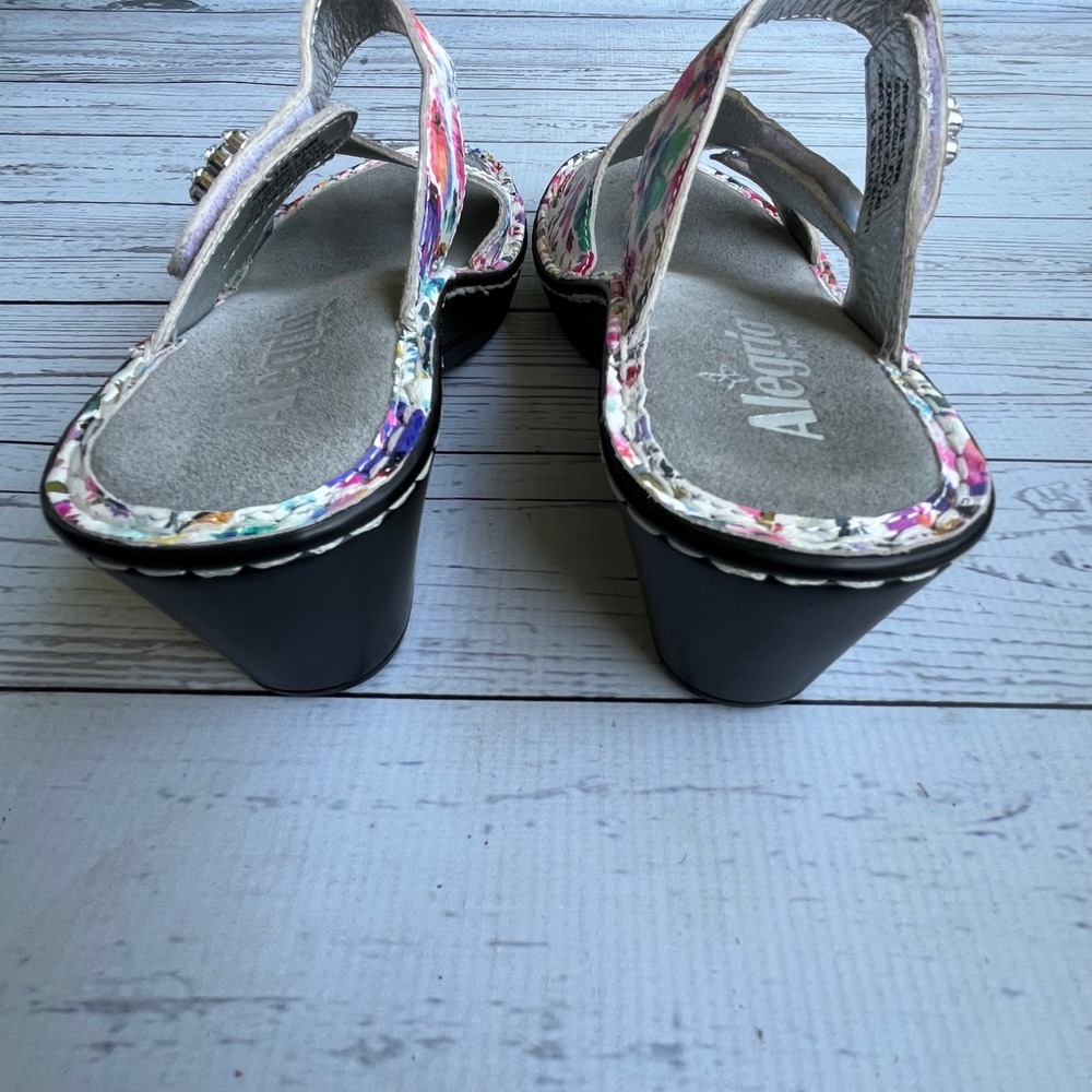 Alegria Womens Floral Comfort Leather Wedge Sandals EU 35/US 5-5.5 Cottagecore - Picture 7 of 12